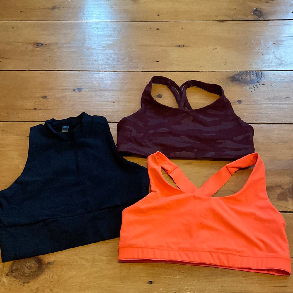 COPY - Sports bra/top bundle, all size L, black, orange and purple